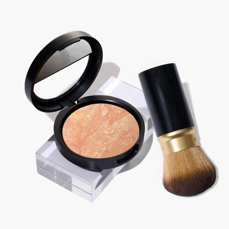 The Foundationals Kit: Natural Finish (2PC) - Powder Foundation & Makeup Brush - For Sensitive & Mature Skin