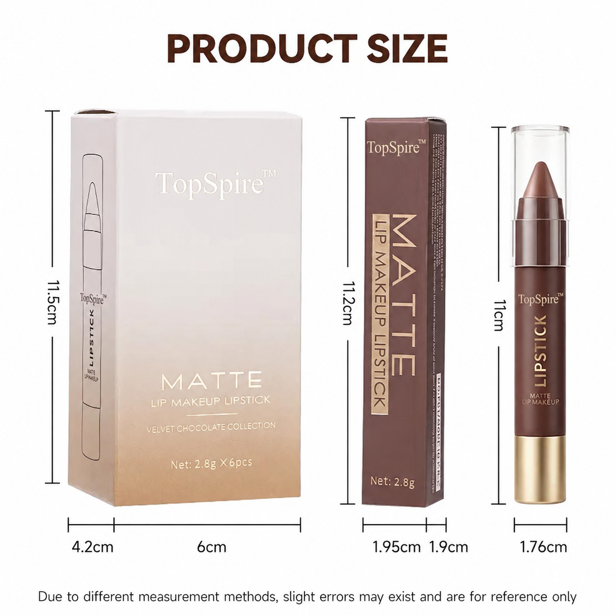 TopSpire™ 6PCS/Set Luxury Matte Lipstick – Soft Velvet Finish & All-Day Color