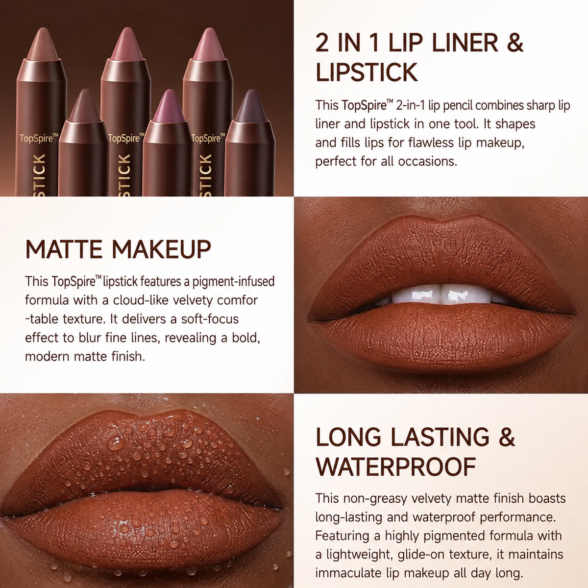 TopSpire™ Fit Colors Matte Lipliner and Moisturizing Lip Oil Cosmetic Set