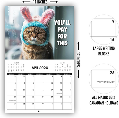 😾2026 Peed-Off Cats Calendar - Funny Cat Themed Gifts For Cat Lovers