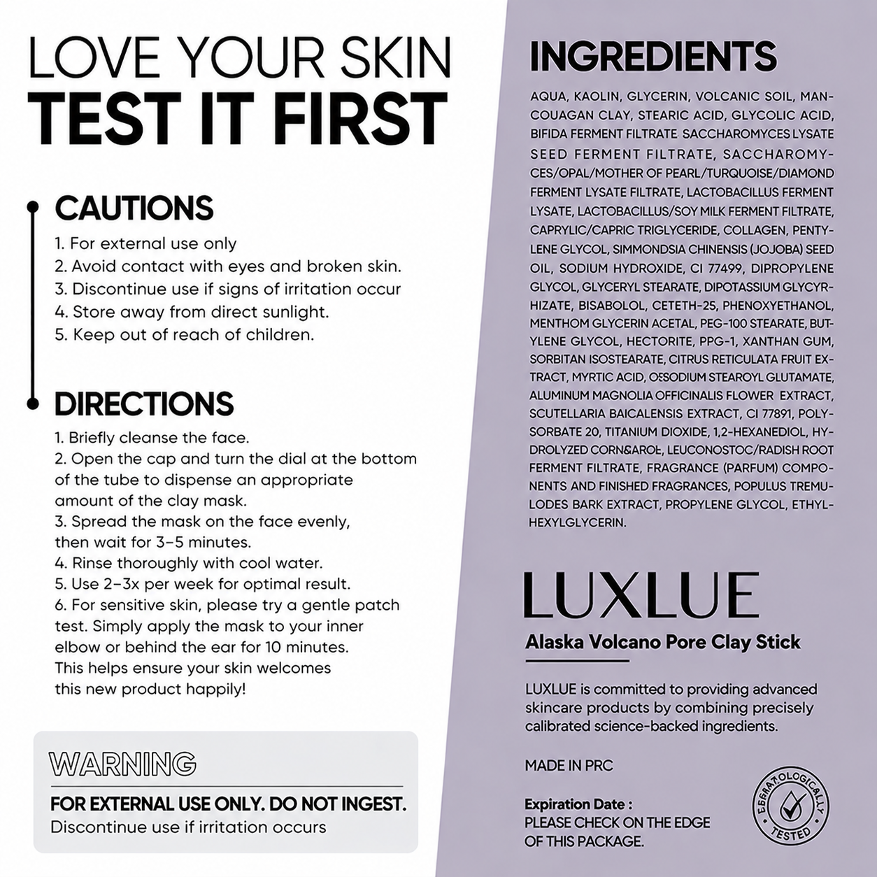 Luxlue Alaska Volcano Deep Cleansing Clay Mask