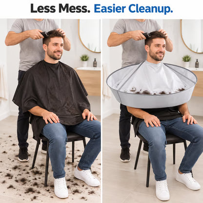 🔥Last Day 50% OFF - 💈Portable Hair Cutting Cape – 23.62" Wide Hair Catcher, Waterproof & Easy-Clean Design for Mess-Free Home Haircuts