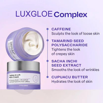 Luxgloe Miracle Neck Cream: Erase "Turkey Neck" & "Tech Neck" Lines Visible Lift & Smoothness in 4 Weeks