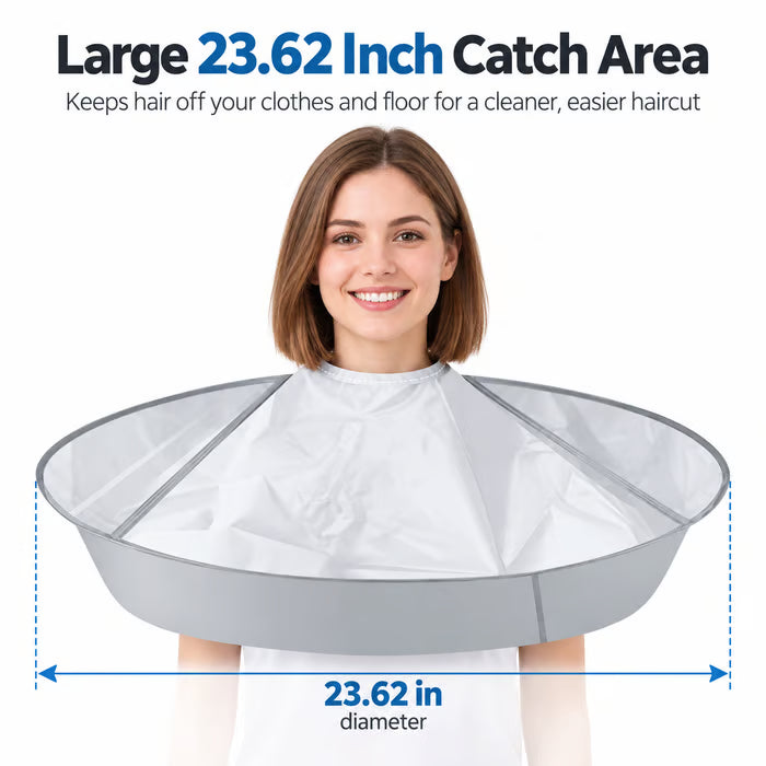🔥Last Day 50% OFF - 💈Portable Hair Cutting Cape – 23.62" Wide Hair Catcher, Waterproof & Easy-Clean Design for Mess-Free Home Haircuts