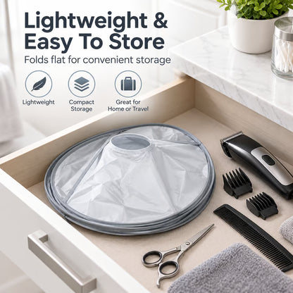 🔥Last Day 50% OFF - 💈Portable Hair Cutting Cape – 23.62" Wide Hair Catcher, Waterproof & Easy-Clean Design for Mess-Free Home Haircuts