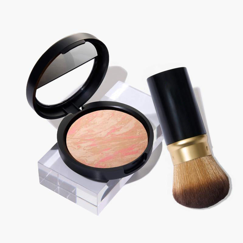 The Foundationals Kit: Natural Finish (2PC) - Powder Foundation & Makeup Brush - For Sensitive & Mature Skin