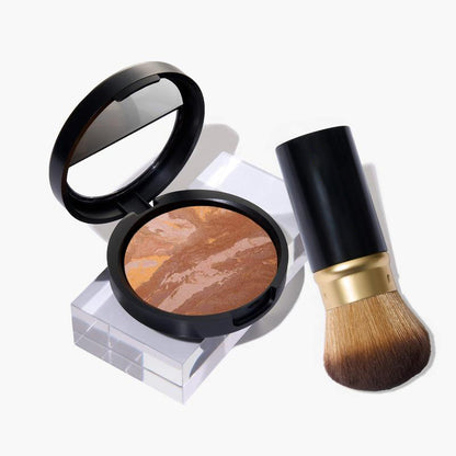 The Foundationals Kit: Natural Finish (2PC) - Powder Foundation & Makeup Brush - For Sensitive & Mature Skin
