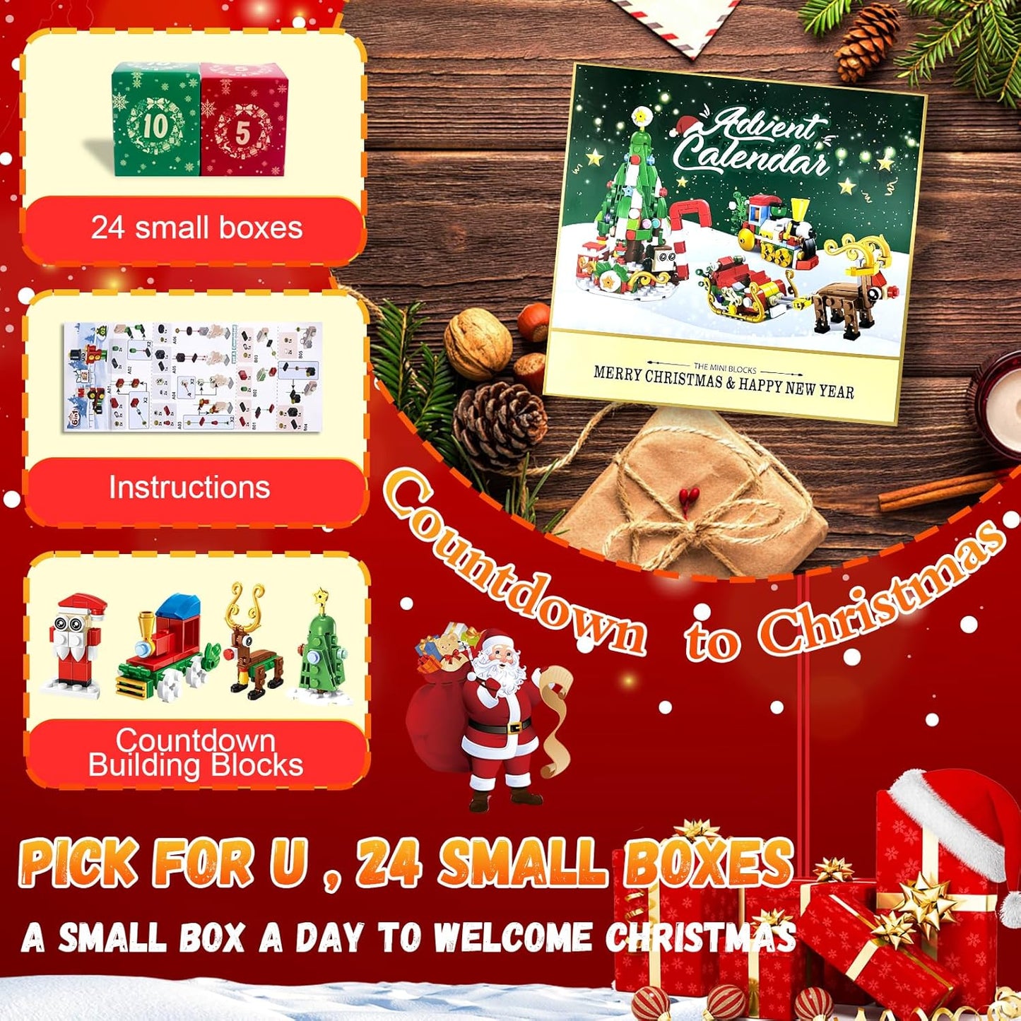 🏆#1 Best Seller💥Christmas 2025 Advent Calendar, 24 Days of Christmas Blocks